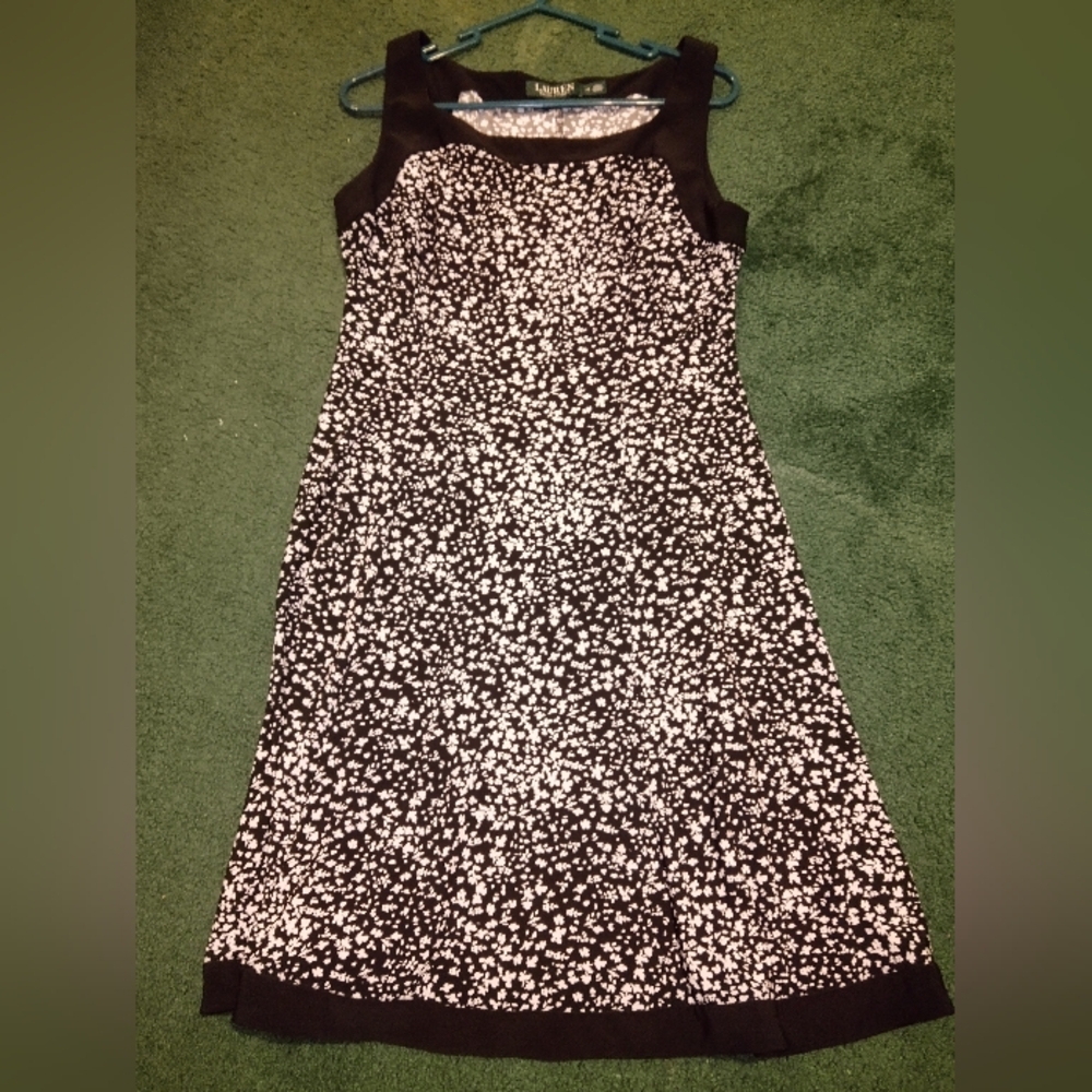 SALE💥 Ralph Lauren Black and White Floral Patterned Midi Dress Size~10